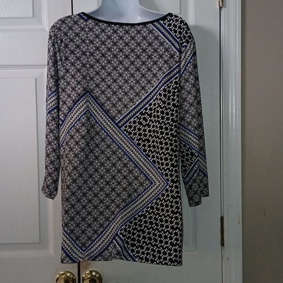 Notations black white blue print tunic Sz XL NWOT - Picture 5 of 8